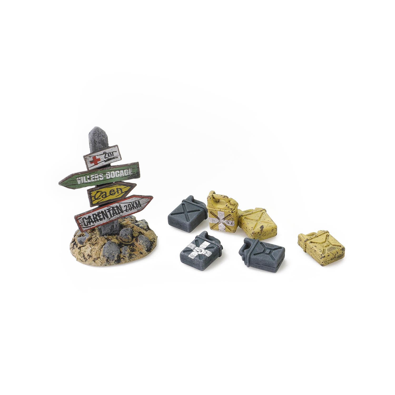 二戰場景佈置配件系列 - 路標與油桶套裝